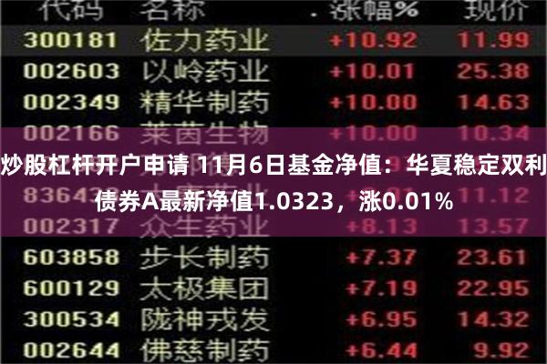 炒股杠杆开户申请 11月6日基金净值：华夏稳定双利债券A最新净值1.0323，涨0.01%